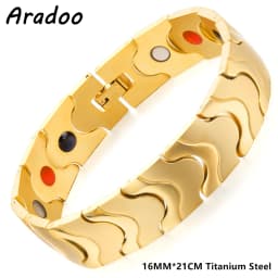 Titanium Steel Magnetic Therapy Bracelets Water Wave Stainless Steel Men's Link Bracelet