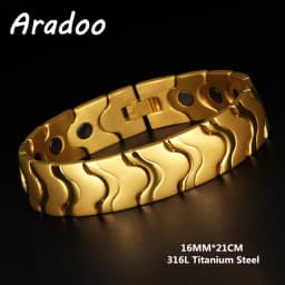 Titanium Steel Magnetic Therapy Bracelets Water Wave Stainless Steel Men's Link Bracelet