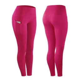 Women Yoga Leggings Sexy Solid High Waist Pocket Elastic Tummy Control Ruched Booty Pants Casual Gym Compression Tights Pants