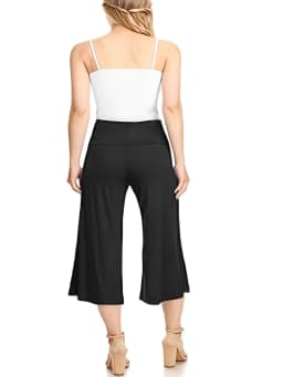 2024 Summer new women's plus size knitted fabric solid color casual seven-minute pants straight pants