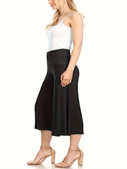 2024 Summer new women's plus size knitted fabric solid color casual seven-minute pants straight pants
