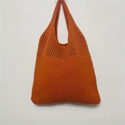 Aesthetic Hollow Out Crochet Bag, Large Capacity Shoulder Bag, Simple Knitted Tote Bag For Women
