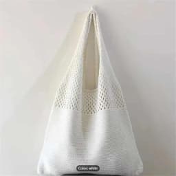 Aesthetic Hollow Out Crochet Bag, Large Capacity Shoulder Bag, Simple Knitted Tote Bag For Women