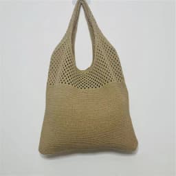 Aesthetic Hollow Out Crochet Bag, Large Capacity Shoulder Bag, Simple Knitted Tote Bag For Women