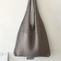 Aesthetic Hollow Out Crochet Bag, Large Capacity Shoulder Bag, Simple Knitted Tote Bag For Women
