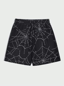 Goth Men Simple Spider Web Print Shorts Men's swim Trunks Elastic Waist 3D Print Gradient Breathable Short Streetwear Polyster