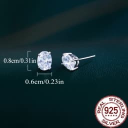 CWWZircons S925 Sterling Silver Brilliant Oval Shaped Cubic Zircon Stud Earring for Women Girl Party Wedding Jewelry Gift SE070