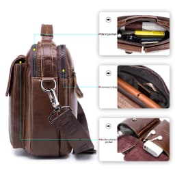 Men's Genuine Leather Shoulder Bag, Retro Top Layer Cowhide Casual Crossbody Bag, Men's Square Bag