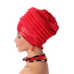 African Women's Auto Gele Headtie Nigeria Lady Pleated Head Wraps Muslim Headscarf Bonnet Turbante Mujer