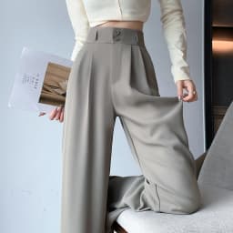 Spring Summer White High Waist Suit Wide Leg Women's Pants Female 2026 New Buttons Elegant Minimalism Straight Loose Trousers