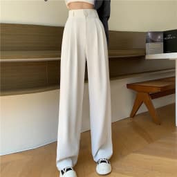 Spring Summer White High Waist Suit Wide Leg Women's Pants Female 2026 New Buttons Elegant Minimalism Straight Loose Trousers