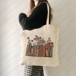 Swiftie Album Book Floral Pattern Canvas Tote Bag The Eras Tour Merch Best Gift for TS Fans Music Lover Shopping Bag