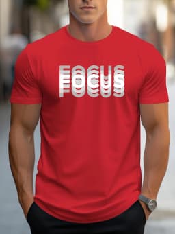 Men's 100% Cotton Casual Sports Loose Oversized Focus Print Round Neck Short Sleeved T-Shirt Top
