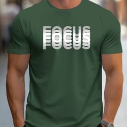 Men's 100% Cotton Casual Sports Loose Oversized Focus Print Round Neck Short Sleeved T-Shirt Top