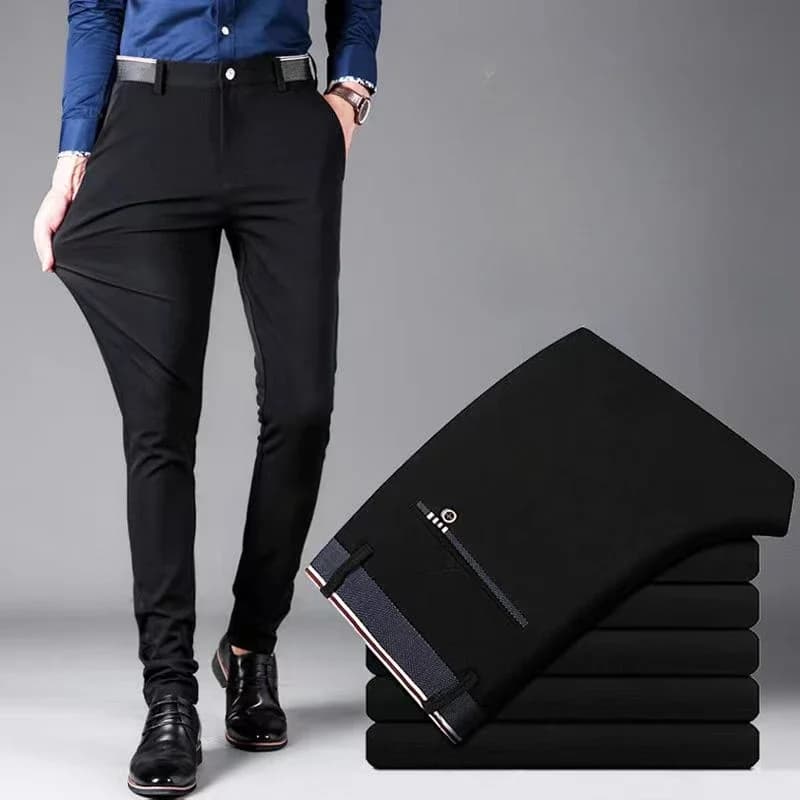 Suit Pants for Men Fashion Elegant Male Dress Pants Solid Color Straight Long Trousers Man Slim Fit Formal Trousers Black