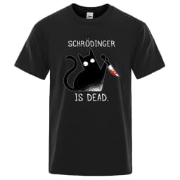 Schrodinger Is Dead Black Cat Fashion Soft T-Shirt Man High Quality T-Shirts Oversized T Shirts Cotton Short Sleeve Street Tops