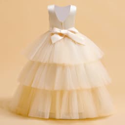 Ceremony Elegant Kids Party Dresses For Girls Children Puffy Tulle White Bridesmaid Dress Flower Girl Birthday Wedding Prom Gown