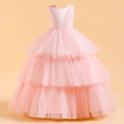 Ceremony Elegant Kids Party Dresses For Girls Children Puffy Tulle White Bridesmaid Dress Flower Girl Birthday Wedding Prom Gown