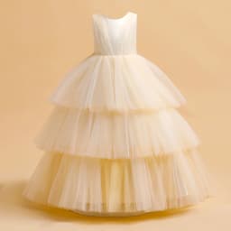 Ceremony Elegant Kids Party Dresses For Girls Children Puffy Tulle White Bridesmaid Dress Flower Girl Birthday Wedding Prom Gown