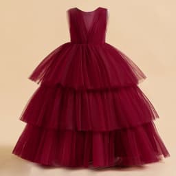 Ceremony Elegant Kids Party Dresses For Girls Children Puffy Tulle White Bridesmaid Dress Flower Girl Birthday Wedding Prom Gown