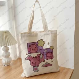 1 PC Hazbin Hotel Fat Nugget Pattern Tote Bag Canvas Shoulder Bag For Travel Daily Commute Women's Reusable Shopping Bag
