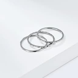 Pack of 3 Simple 1mm Stainless Steel Women Statement Rings Silver Rose Gold Color Trendy Fashion Jewelry US Size 5 6 7 8 9 10