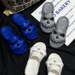 Summer Skull Design Shoes Women Slippers Fun Novelty Slide Beach Non Slip Home Outdoor Thick Bottom Sandals