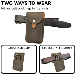 RIYAO Large Mobile Phone Bag Waist Belt Pouch Genuine Leather Cell Phone Holster Case For Samsung S23 Iphone 15 Pro Xiaomi 14
