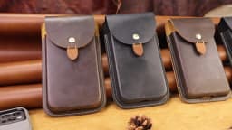 RIYAO Large Mobile Phone Bag Waist Belt Pouch Genuine Leather Cell Phone Holster Case For Samsung S23 Iphone 15 Pro Xiaomi 14
