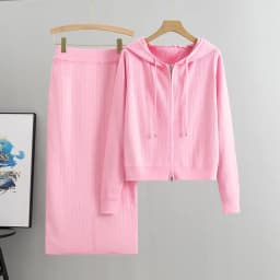 2025 new women's Knitted Cardigan High Waisted Buttocks Wrapped Skirt 2 Piece Suits Luxury Hot Diamond Fashion Sets