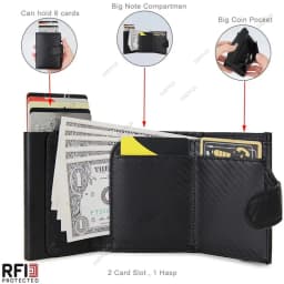 Rfid Microfiber Leather Men Wallets Fashion Credit Card Holder Trifold Wallet Money Bags Smart Slim Thin Pocket Wallet Black