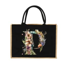 New Environmental Protection Gunny Bag Linen Shoulder Bag Floral Lettered Print Pattern Jute Imitation Sack Women's Shopping Bag
