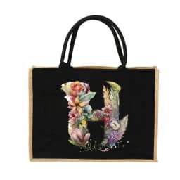 New Environmental Protection Gunny Bag Linen Shoulder Bag Floral Lettered Print Pattern Jute Imitation Sack Women's Shopping Bag