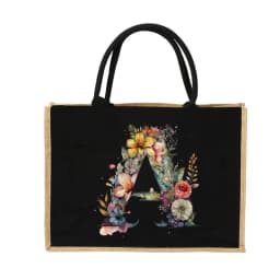 New Environmental Protection Gunny Bag Linen Shoulder Bag Floral Lettered Print Pattern Jute Imitation Sack Women's Shopping Bag