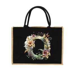 New Environmental Protection Gunny Bag Linen Shoulder Bag Floral Lettered Print Pattern Jute Imitation Sack Women's Shopping Bag