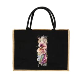 New Environmental Protection Gunny Bag Linen Shoulder Bag Floral Lettered Print Pattern Jute Imitation Sack Women's Shopping Bag