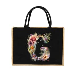 New Environmental Protection Gunny Bag Linen Shoulder Bag Floral Lettered Print Pattern Jute Imitation Sack Women's Shopping Bag