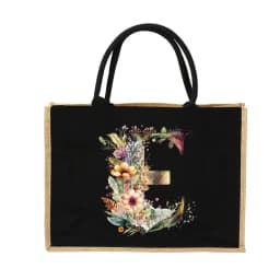 New Environmental Protection Gunny Bag Linen Shoulder Bag Floral Lettered Print Pattern Jute Imitation Sack Women's Shopping Bag