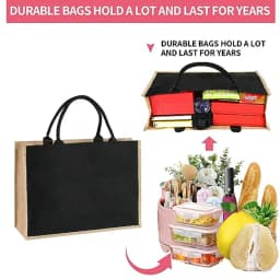 New Environmental Protection Gunny Bag Linen Shoulder Bag Floral Lettered Print Pattern Jute Imitation Sack Women's Shopping Bag