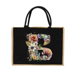 New Environmental Protection Gunny Bag Linen Shoulder Bag Floral Lettered Print Pattern Jute Imitation Sack Women's Shopping Bag