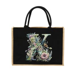 New Environmental Protection Gunny Bag Linen Shoulder Bag Floral Lettered Print Pattern Jute Imitation Sack Women's Shopping Bag