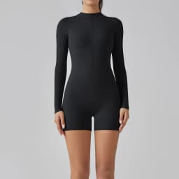 Zipper Tracksuit Set Women Yoga Jumpsuit Stand Collar Half Long Sleeved High Waist Butt Lift Fitness Sports Bodysuit Leggings