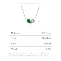 VEWANT Pear Green Clear CZ Heart Long Chain Necklace 925 Sterling Silver Pendant Choker Luxury 2024 Fine Jewelry