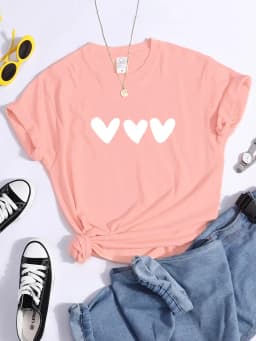 Plus Size Black Heart Tshirt All-Match Summer Comfortabletee Shirt Street Softtee Tops Short Sleeve Essential Women Men Tshirts