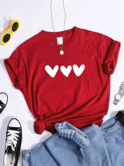 Plus Size Black Heart Tshirt All-Match Summer Comfortabletee Shirt Street Softtee Tops Short Sleeve Essential Women Men Tshirts