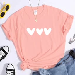 Plus Size Black Heart Tshirt All-Match Summer Comfortabletee Shirt Street Softtee Tops Short Sleeve Essential Women Men Tshirts