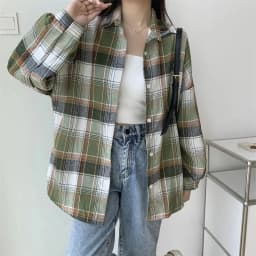 Women Tartan Shirt Long Sleeve Collared Button Up Oversized Plaid Shirt Jacket Grunge Fashion Teenage Girl Spring Summer Outfit