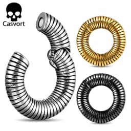 Casvort 2PCS Thread Round Ear Weights Hangers Ear Plugs for Stretched Lobe 316 Stainless Steel Piercing Women Body Jewelry 6mm