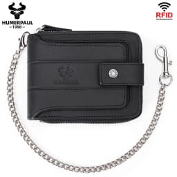 Real Natural Cow Leather Men Wallet RFID Multi-card Large Capacity Credit Card Holder Purse Casual Zip Storage Coin Pocket Bag
