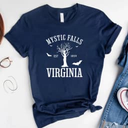 Mystic Falls Virginia T-shirt Vampire Diaries Shirt Retro TV Show TVD Inspired Tee Damon Salvatore Tshirt Salvatore Brothers Top
